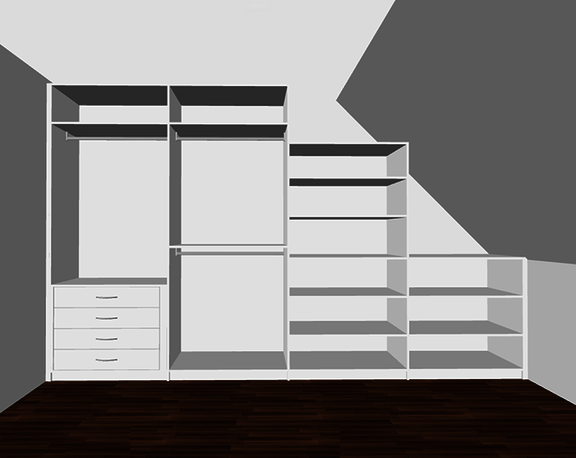 Configuration example sliding door + 4-panel cupboard